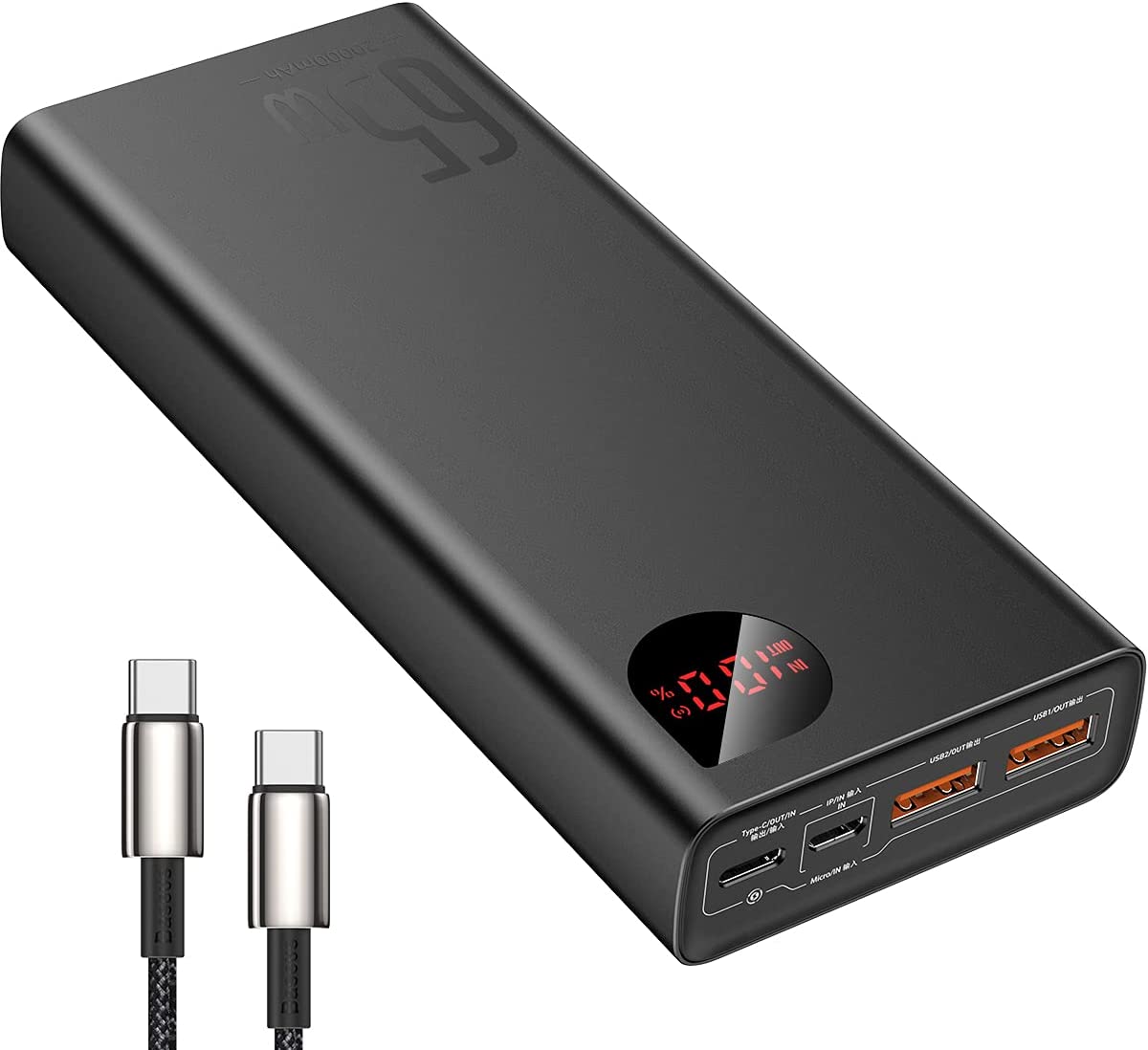 Baseus Adaman 20,000mAh 65W Power Bank  Digital Display Quick Charger